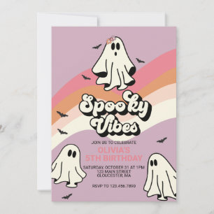 Convites Spookes Vibes Retro Halloween Ghost Birthday