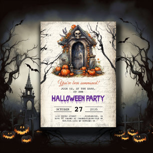 Convites Spookie House Skull Pumpkins Festa de Halloween