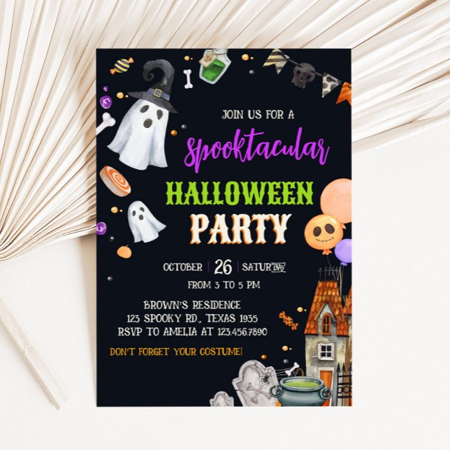 Convites Spooktacular Crianças Festa de Festa de Halloween (Kids Spooktacular Costume Halloween Party Invitation)