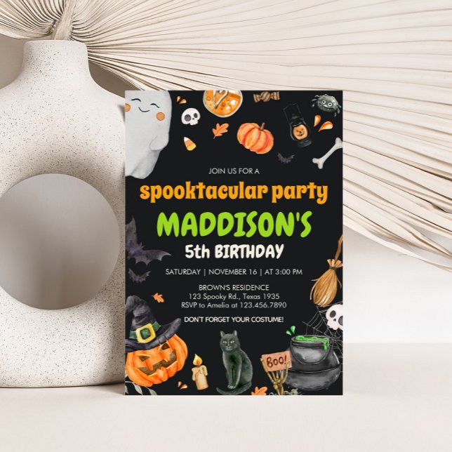 Convites Spooktacular Crianças Figuram Festa de aniversário (Spooktacular Costume Halloween Birthday Party Invitation)
