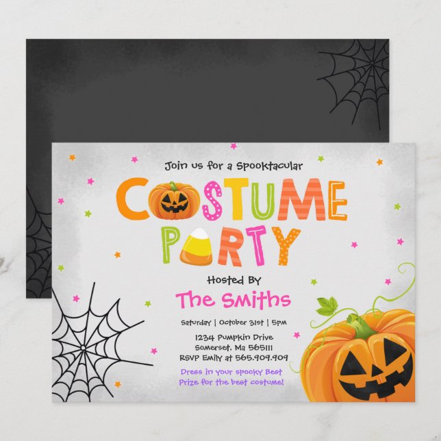Convites Spooktacular de Festa de Figurino de Halloween (Frente/Verso)