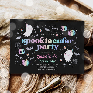 Convites Spooktacular do Aniversário Ghost Cute do Pastel d
