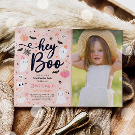 Convites Spooktacular do Aniversário Ghost Rosa-Rosa-Canto