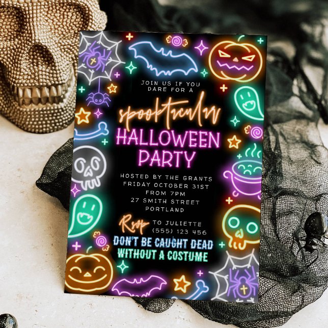 Convites Spooktacular Neon Halloween Invitation (Criador carregado)