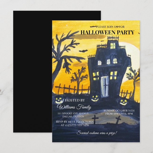 Convites Spooktacular Spookie Ghost Pumpkin Festa de Hallow (Frente/Verso)