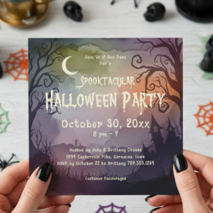 Convites Spooktacular Spooky Moonlit Noite Festa de Hallowe