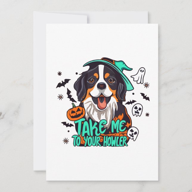 Convites Spooky Bernese Halloween : Leve-me ao seu Howler (Frente)