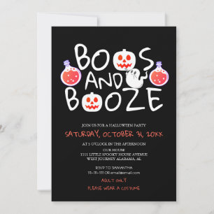 Convites Spooky Boos e Booze Black Adulto Festa de Hallowee