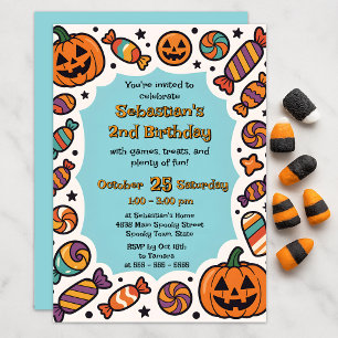 Convites Spooky Candy Jack-o-Lanterna Halloween Aniversário