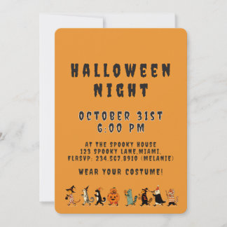Convites Spooky Cat and Costume Halloween Night