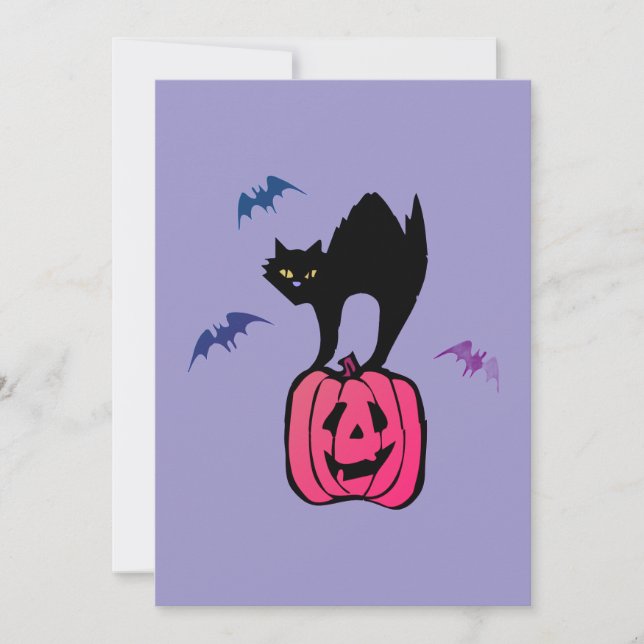 Convites Spooky Cat Halloween Pumpkin Pop Art (Frente)