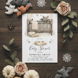 Convites Spooky Chic Gothic Bat & Pumpkins Baby Shower