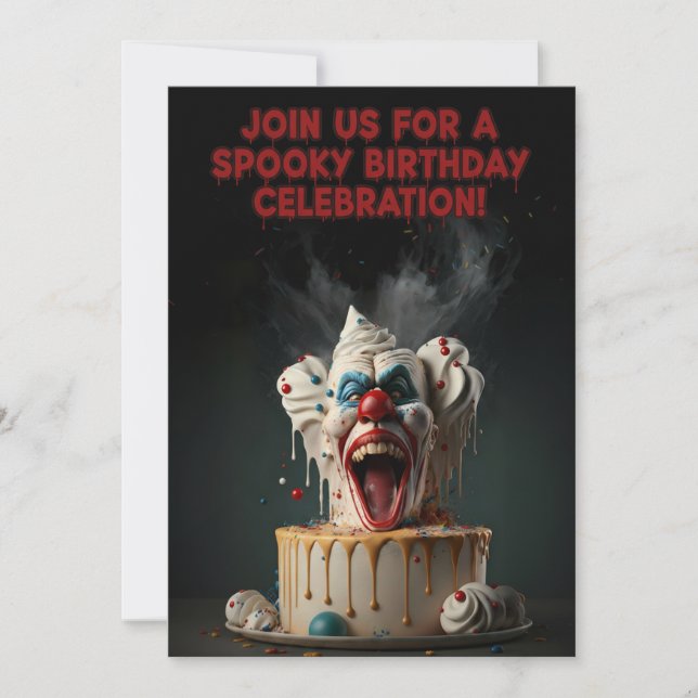 Convites Spooky Clown Birthday Invitation Card (Frente)