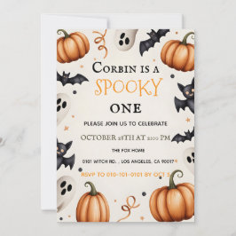 Convites Spooky Cute Ghost & Bat Halloween Birthday Invitat