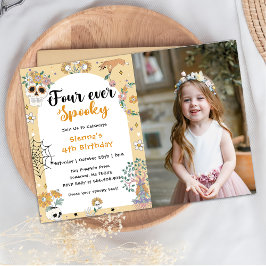 Convites Spooky Cute Halloween Foto do 4º Aniversário