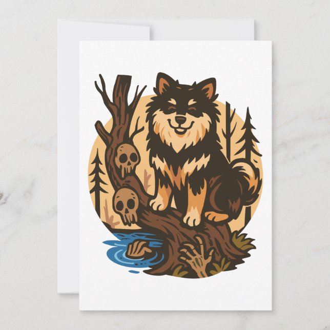 Convites Spooky Forest Dog with Skulls Horror Art (Frente)