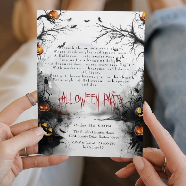 Convites Spooky Forest e Pumpkins Poem Halloween (Criador carregado)