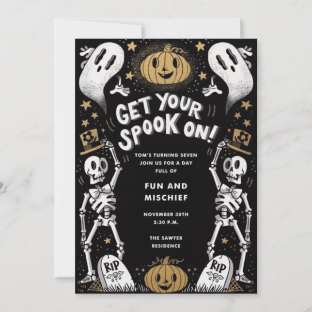Convites Spooky Fun Halloween Bash Invitation (Frente)