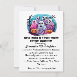 Convites Spooky Ghosts abóbora Bats Halloween Aniversário