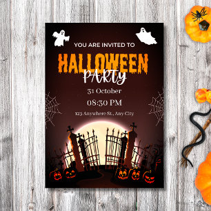 Convites Spooky Graveyard Ghosts & Pumpkins Festa de Hallow