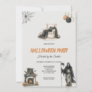 Convites Spooky Grim Reaper e Pumpkin Festa de Halloween