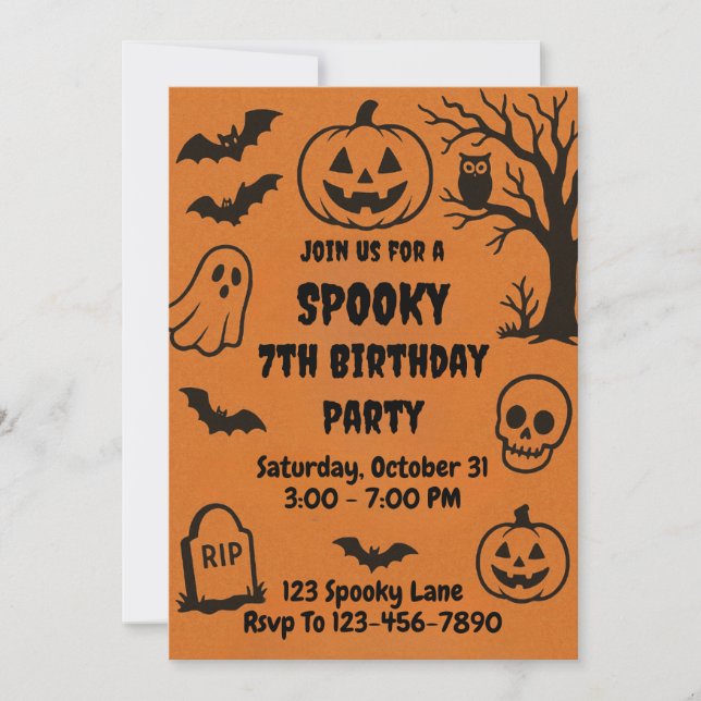 Convites Spooky Halloween Birthday (Frente)