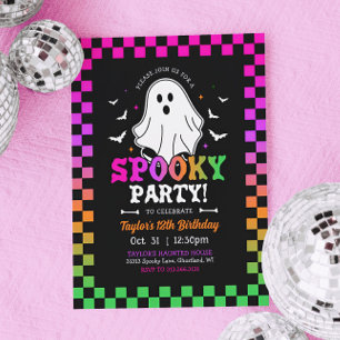 Convites Spooky Halloween Ghost Birthday Retro