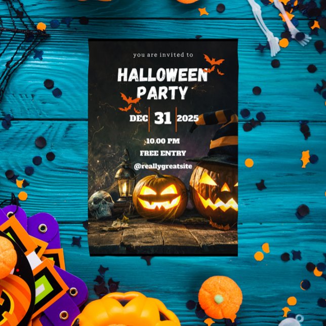 Convites Spooky Halloween Party Invitation (Criador carregado)