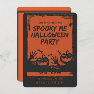 Convites Spooky Halloween Party Invitation Orange Black