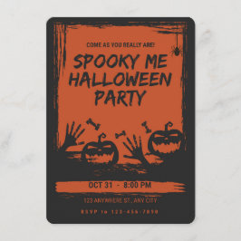 Convites Spooky Halloween Party Invitation Orange Black