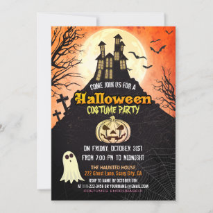 Convites Spooky Haunted House Figurume Night Sky Halloween