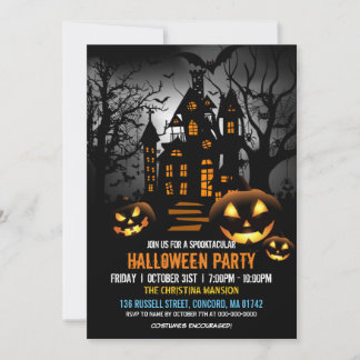 Convites Spooky Haunted WitHouse Pumpkin Festa de Halloween