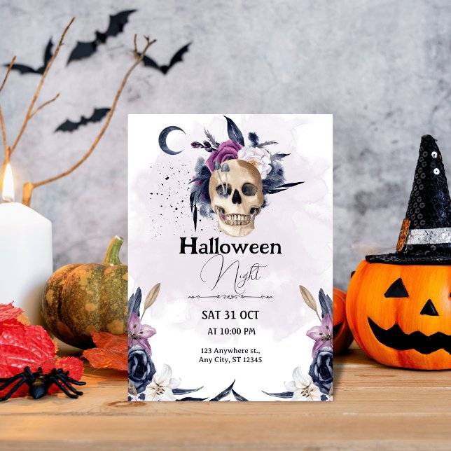 Convites Spooky & Na moda: Halloween Violet Watercolor (Criador carregado)