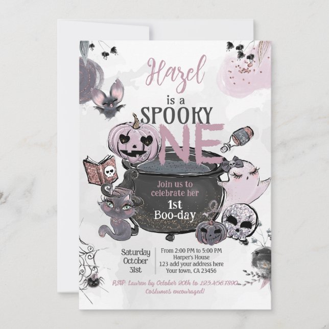 Convites Spooky One 1st Birthday Halloween (Frente)