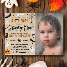 Convites Spooky One! Foto do primeiro aniversario Halloween