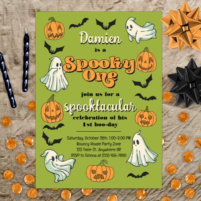 Convites Spooky One Ghost Halloween Call Primeiro Aniversár (Criador carregado)
