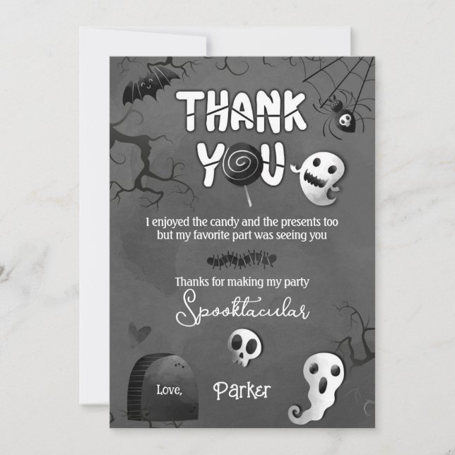 Convites Spooky One Ghost Halloween Thank You Cards (Frente)