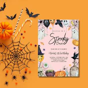 Convites "Spooky One Halloween for Girl primeiro aniversari