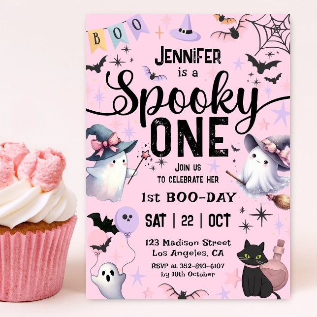 Convites "Spooky One Halloween primeiro aniversario Ghosts  (Criador carregado)