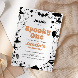 Convites Spooky One Orange Ghost Halloween Aniversário