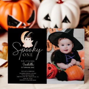 Convites Spooky One Photo Birthday