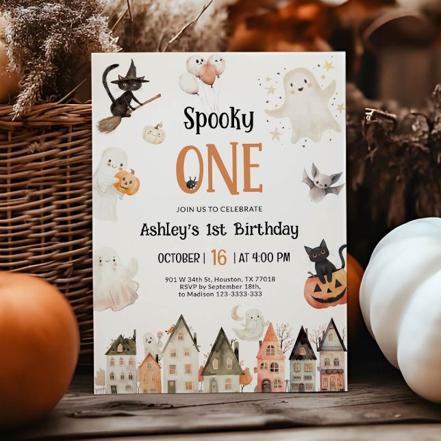 Convites Spooky One | Primeiro aniversario de Halloween (Criador carregado)