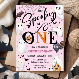 Convites Spooky One! Primeiro aniversario de Halloween Rosa