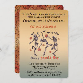 Convites Spooky Skeletons Dançando - Festa de Halloween