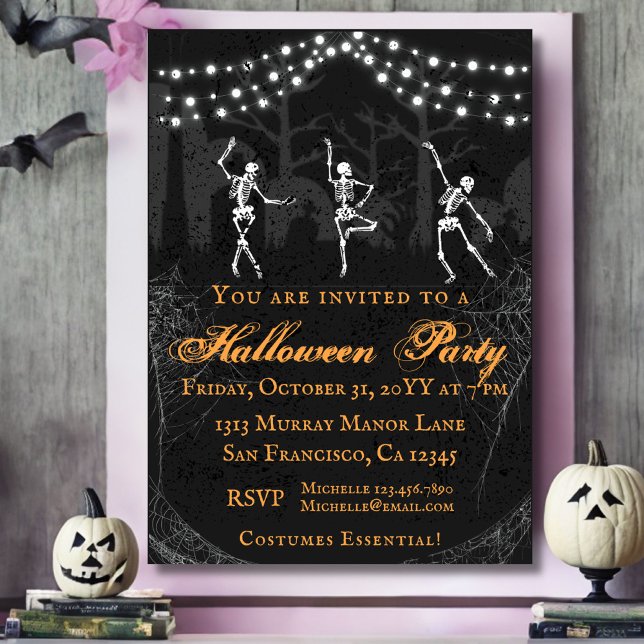 Convites Spooky Skeletons Graveyard Halloween Party (Criador carregado)