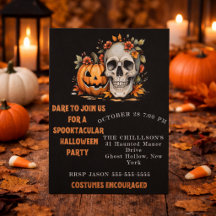 Spooky Skull and Pumpkin Art