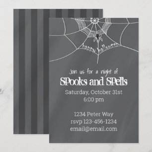 Convites Spooky Spider girando na Web Feliz Halloween