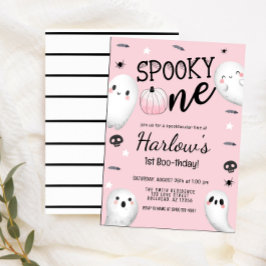 Convites Spooky, Um Fantasma Pastel Pink Halloween Aniversá