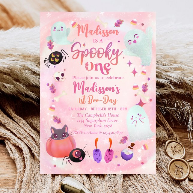 Convites Spooky, um primeiro aniversario de Halloween Ghost (Criador carregado)