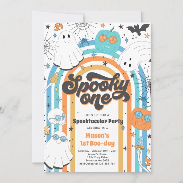 Convites Spooky, um primeiro aniversario do Halloween Groov (Frente)